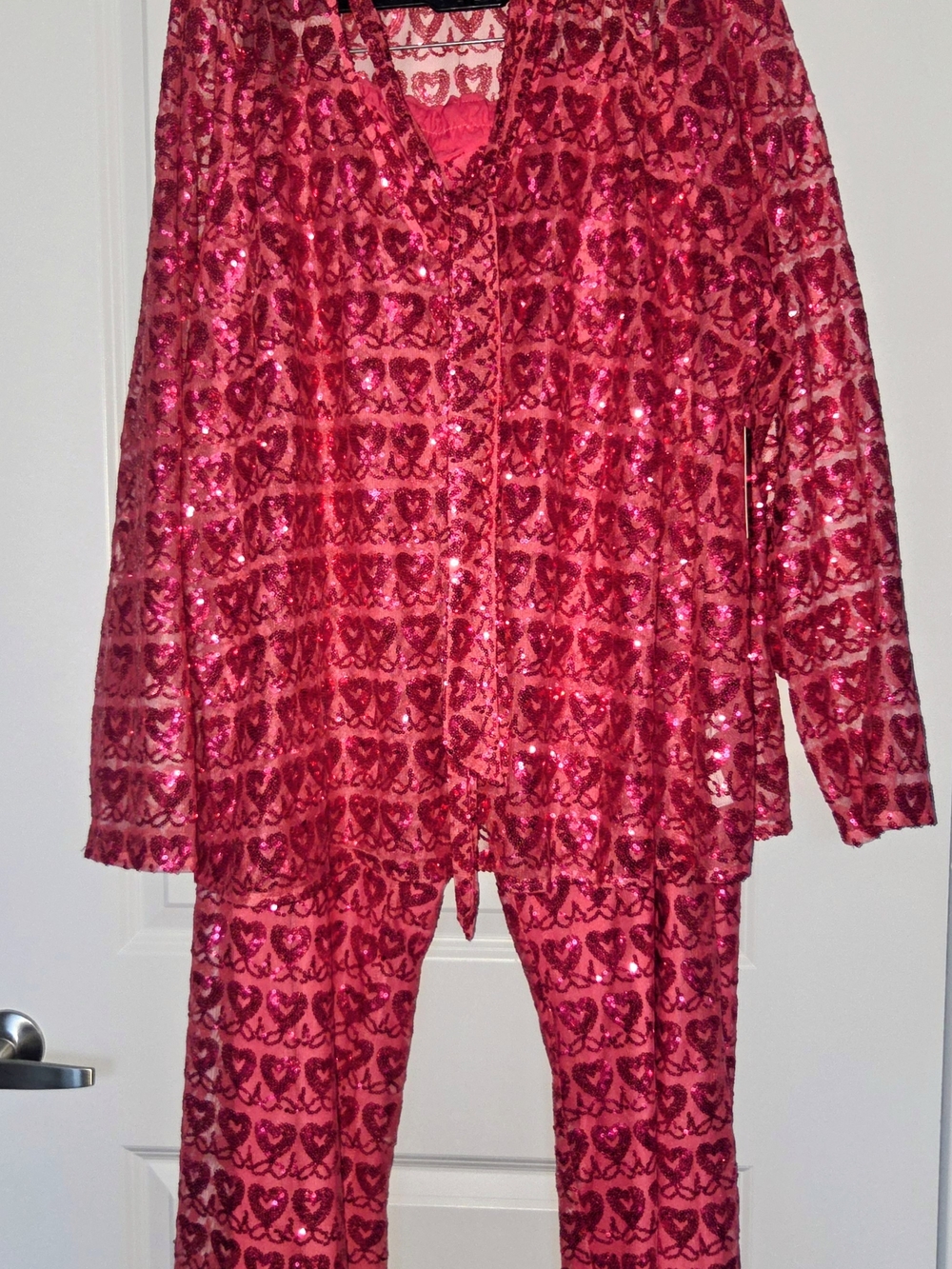 Eloquii Pink Red Sequin Heart Pantsuit